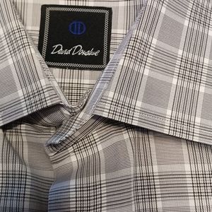 David Donahue Blue Plaid French Cuff